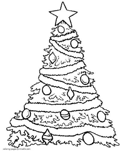 Printable Christmas tree coloring pages for children