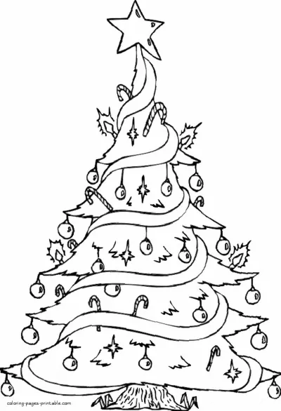 Coloring printable pages of Christmas trees