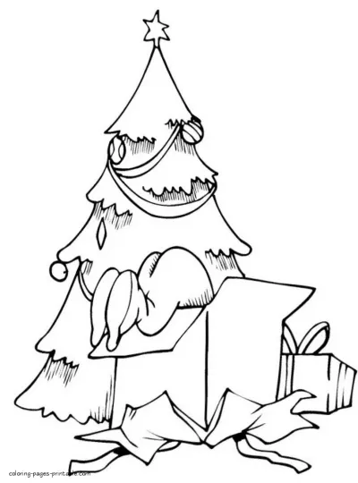 Christmas tree coloring book for a child