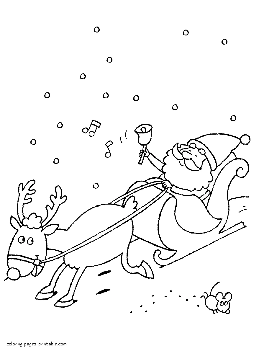 Сhristmas free printable coloring pages Сhristmas free printable coloring pages. Santa on a reindeer