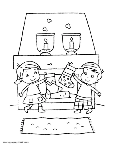 Christmas stocking coloring pages for free