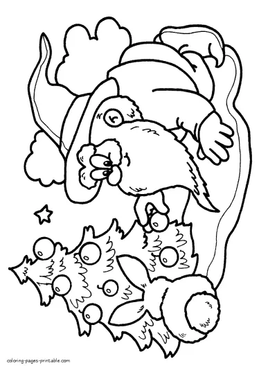 Coloring pages of Christmas. Tree and Santa