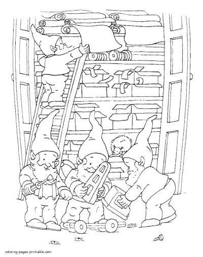 Santa's elves - coloring pages to print