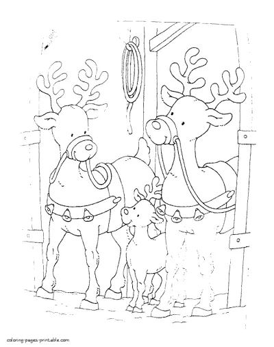 Reindeers coloring pages. Christmas theme