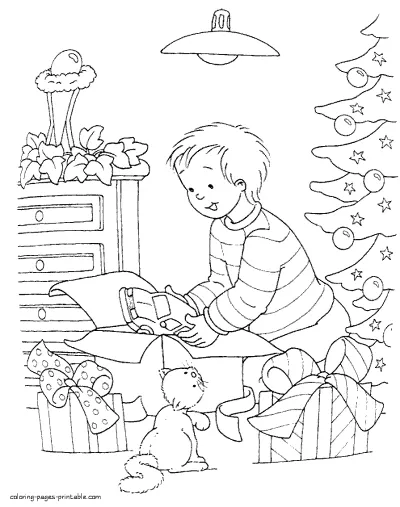Christmas colouring pages. Gifts
