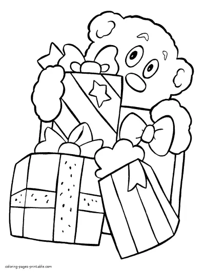 Preschool Christmas gifts coloring pages