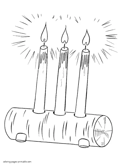 Christmas candles coloring pages. Printable sheets