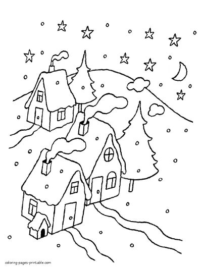 Download free Christmas night coloring pages