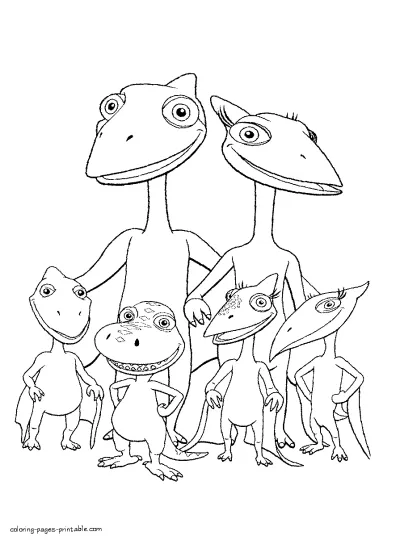 Dinosaur family coloring picture to print
