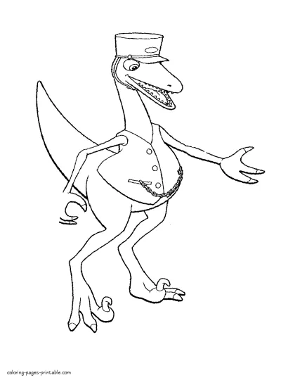 Dinosaur train conductor coloring page