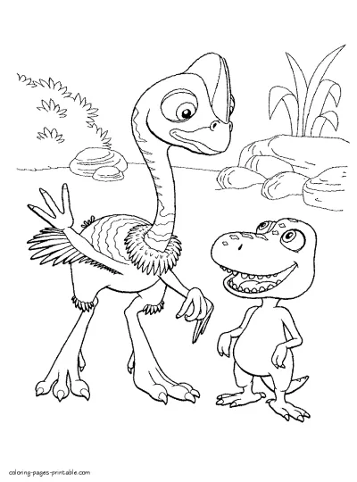 Coloring page. Two dinosaurs