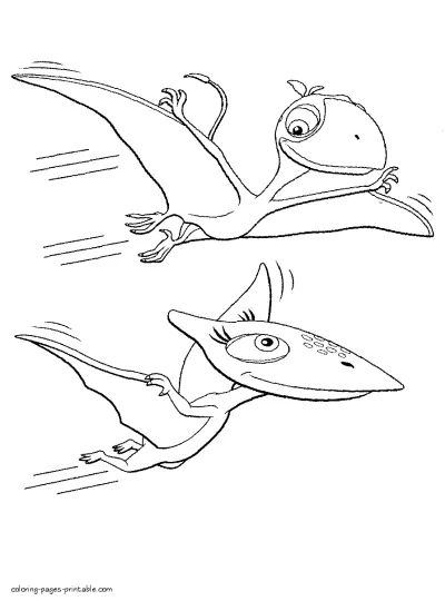 Dinosaurs flight free coloring sheet