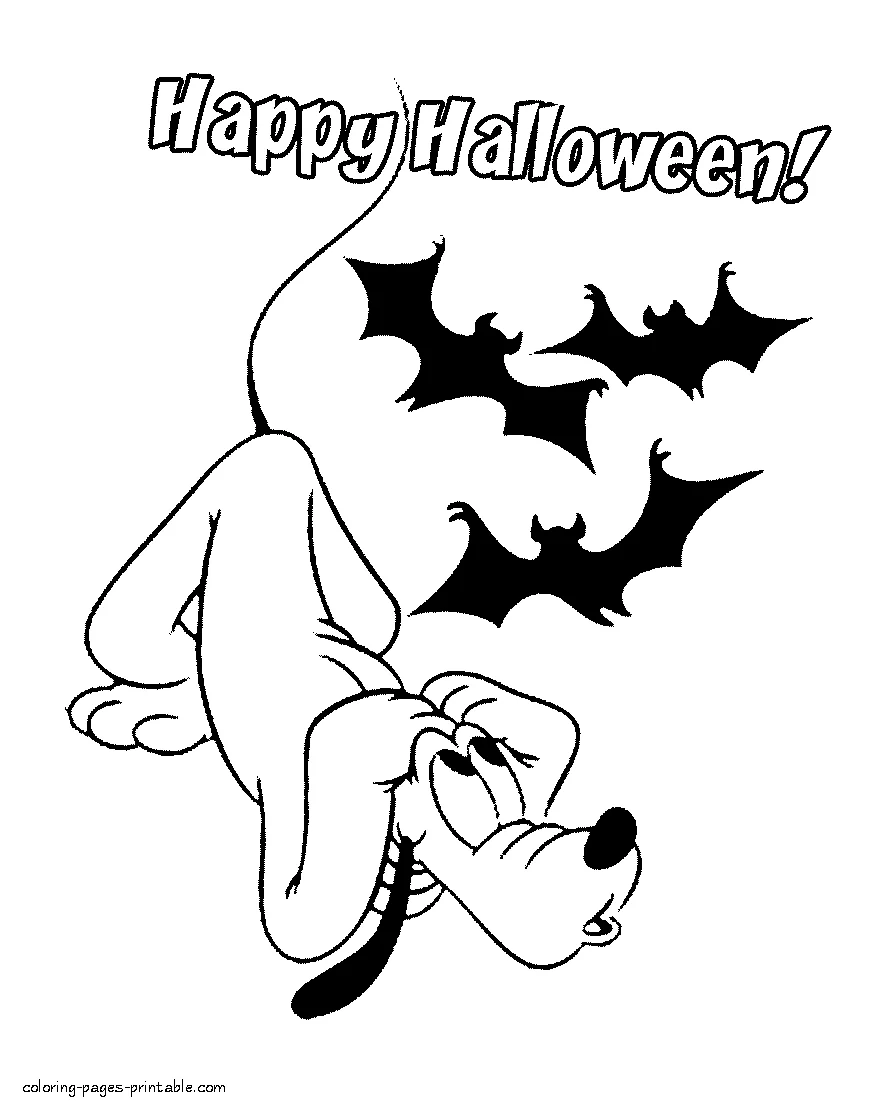 Halloween coloring pages Disney. Pluto Halloween coloring pages Disney. Pluto. Print it free