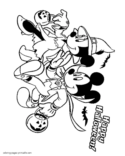 Mickey and Minnie. Disney Halloween printable coloring page