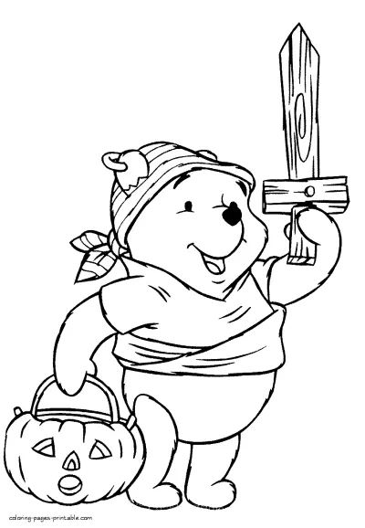 Disney coloring pages about Halloween. Winnie Pooh