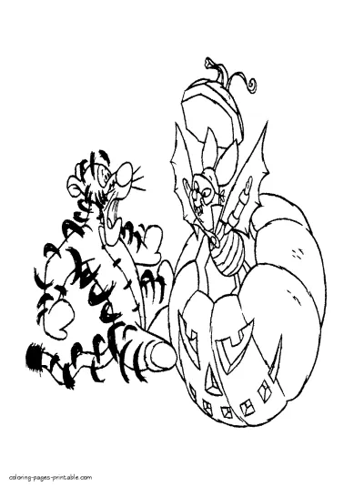 Free download Disney Halloween coloring pages. Pooh friends