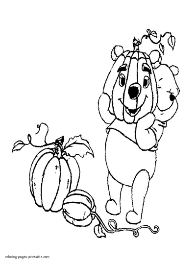 Winnie-the-Pooh coloring page. Disney characters Halloween
