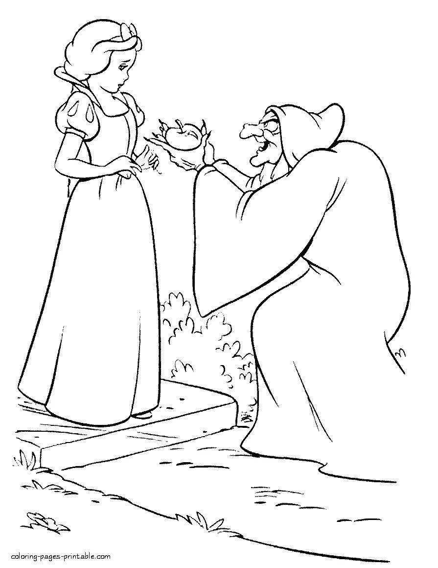 Old hag and Snow White coloring pages Old hag and Snow White. Disney printable coloring pages