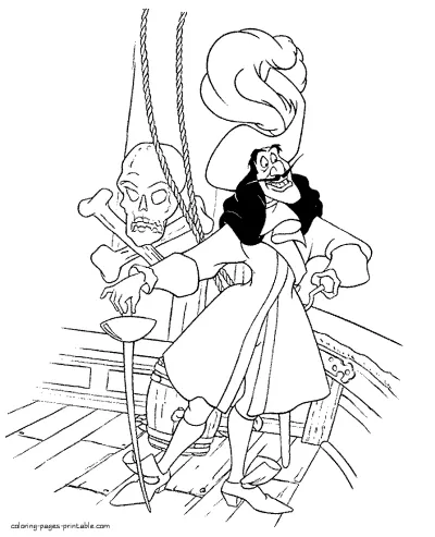 Disney characters coloring pages. Captain Hook villain