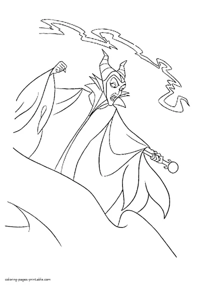 Maleficent free coloring pages. Download Disney villains