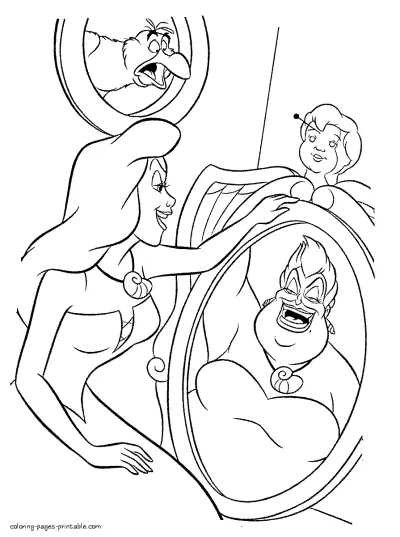 Ursula coloring pages. Disney villain of The Little Mermaid