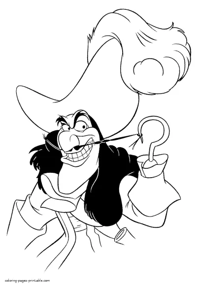 Disney villain Captain Hook - print out coloring page