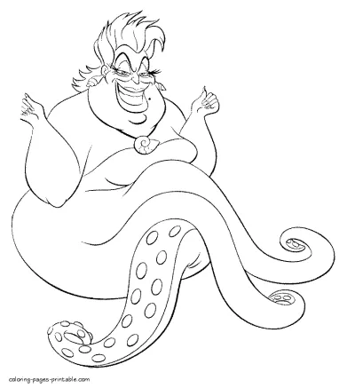 Witch coloring page. Ursula - Disney villain. Download or print it free