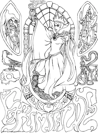 Disney bad characters coloring pages to print