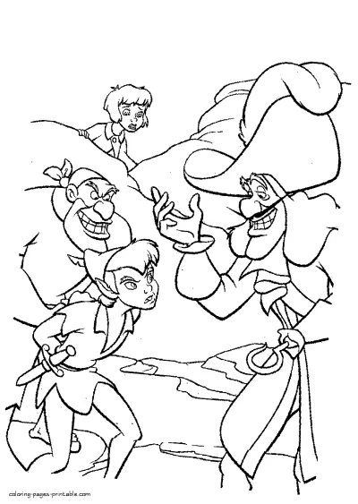 Villain Captain Hook and Peter Pan coloring book