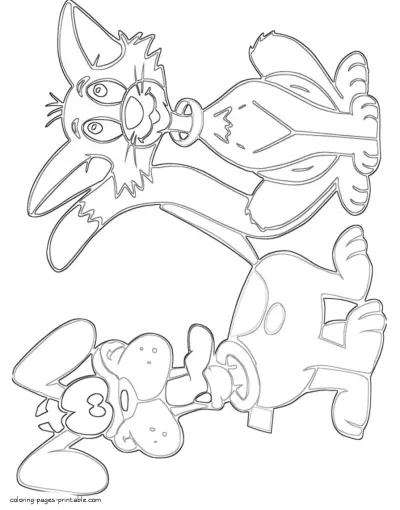 Cat and dog coloring pages. Pets pictures free
