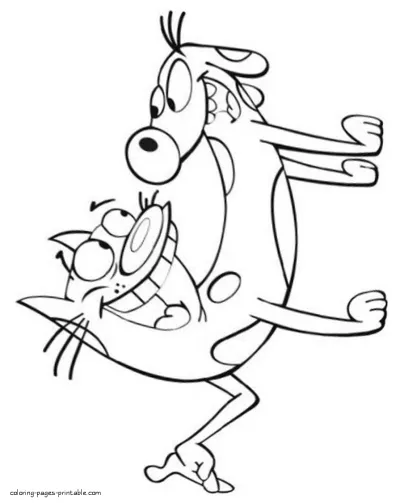 Dog & cat coloring picture