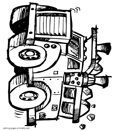 A truck loaded with big stones. Free coloring page