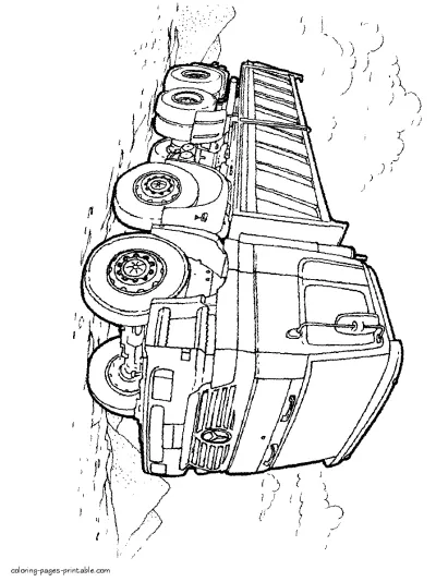 Mercedes dump truck coloring page to print out