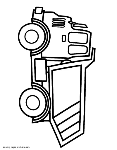 Easy colouring pages. Dump truck for preschoolers