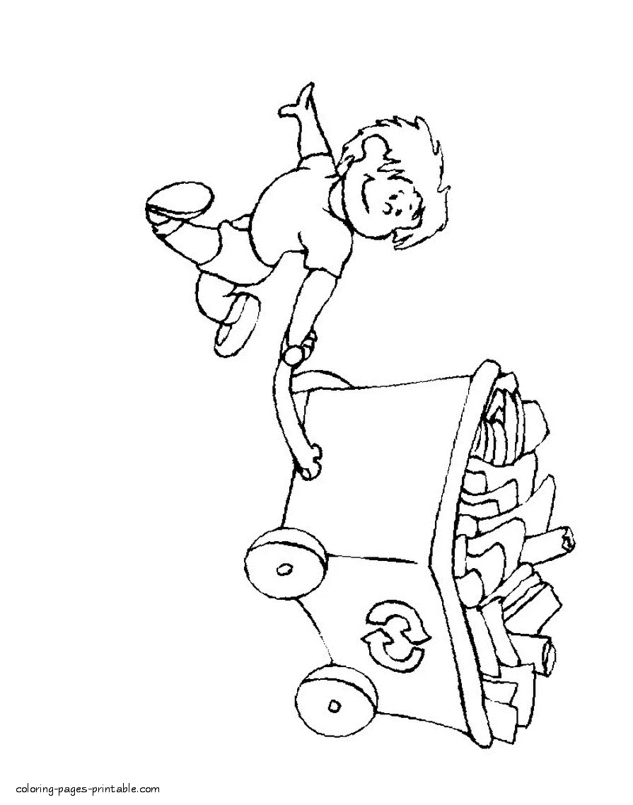 Recycle coloring page for kids Recycle coloring page