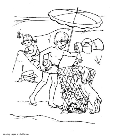 Keep the beach clean coloring page for Earth Day