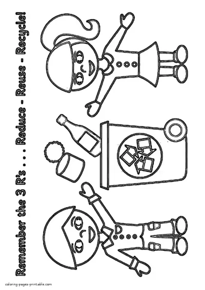 Reduce Reuse Recycle coloring pages