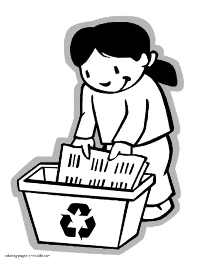 Girl Recycling coloring page to print
