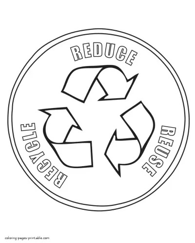 Recycle symbol coloring page. Printable