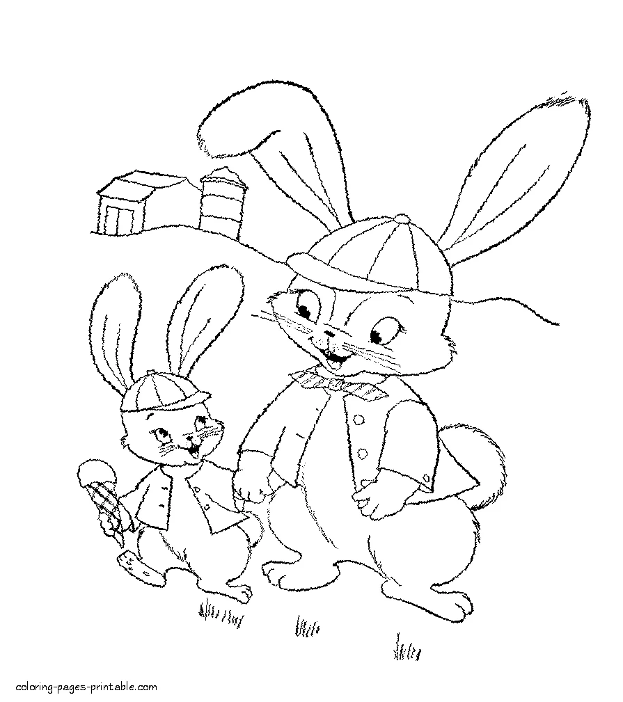 Easter bunny coloring pages printable Easter bunny kids coloring pages printable