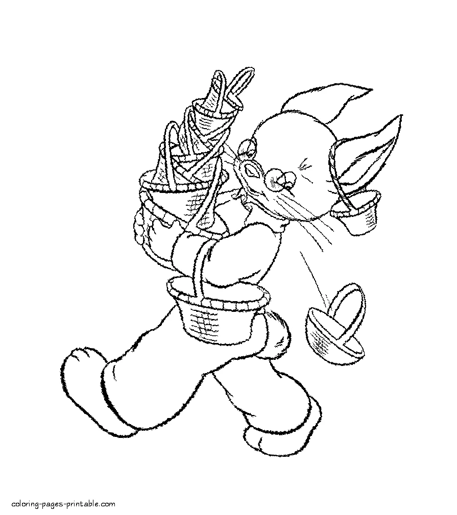 Easter coloring pages for kids Easter coloring pages for kids. Bunny with many baskets