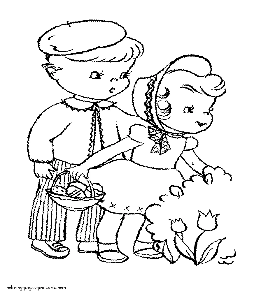 Easter coloring pages free Easter coloring pages free. Boy and girl