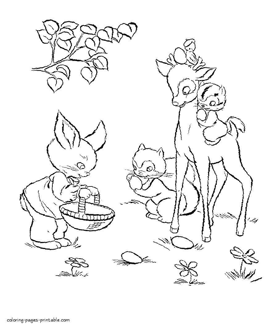 Easter morning in the garden coloring page Easter morning in the garden coloring pages