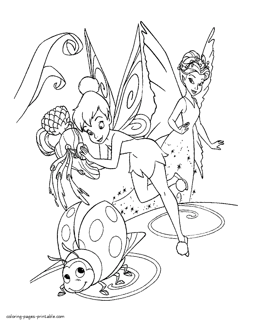 Tinker Bell and Ladybug coloring page Tinker Bell and Ladybug coloring page for girl
