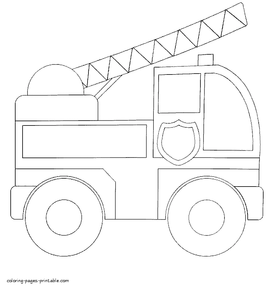 Simple fire truck. Coloring pages for toddlers Simple fire truck. Easy coloring pages for toddlers