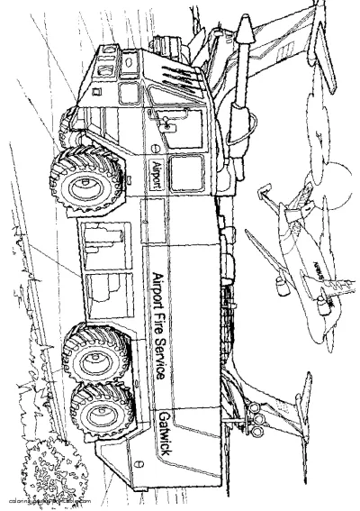 Fire tanker truck GMC coloring page (USA)