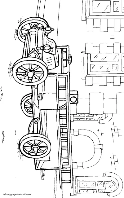 One of the first fire trucks picture to color