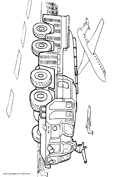 Airport fire truck coloring page to print