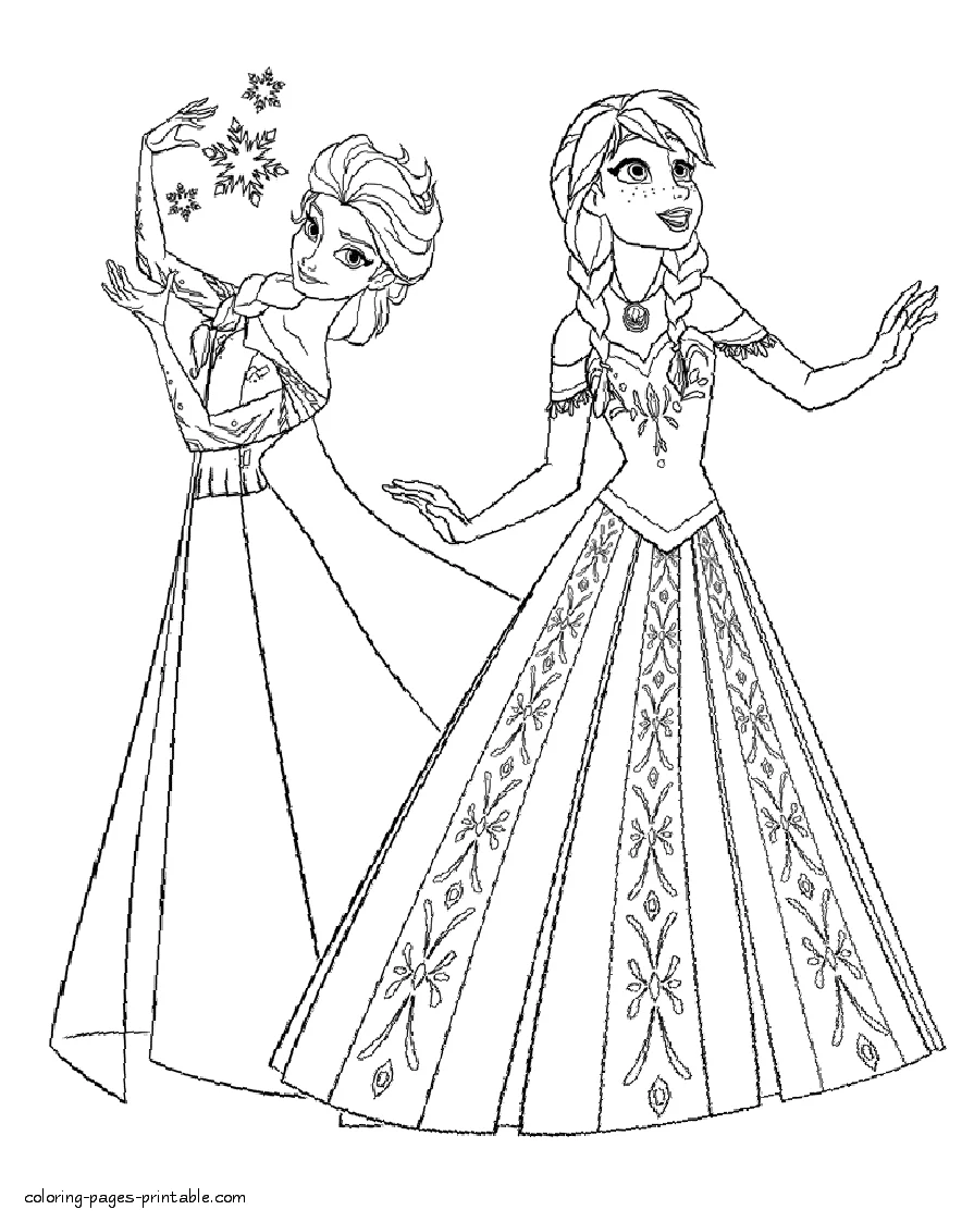 Elsa Anna coloring pages Elsa Anna coloring pages of Disney movie
