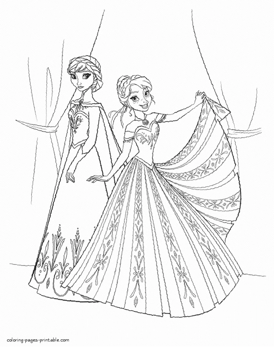 Elsa and Anna coloring pages to print Elsa and Anna coloring pages to print for girls
